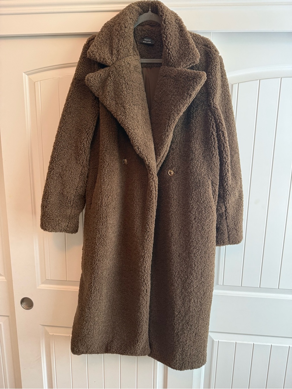 VICI Brown Teddy Long Double-Breasted Coat